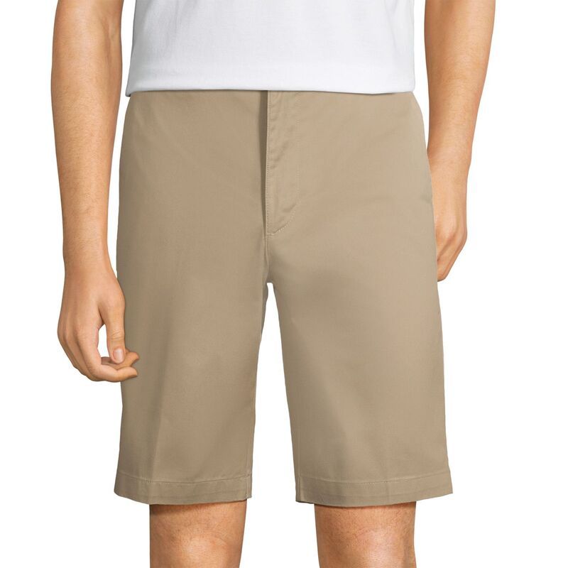 ランズエンド メンズ ボトムス ハーフパンツ・ショーツ ショートパンツ Mens Lands End Plain Front WrinkleResistant Chino Shorts Khaki カ