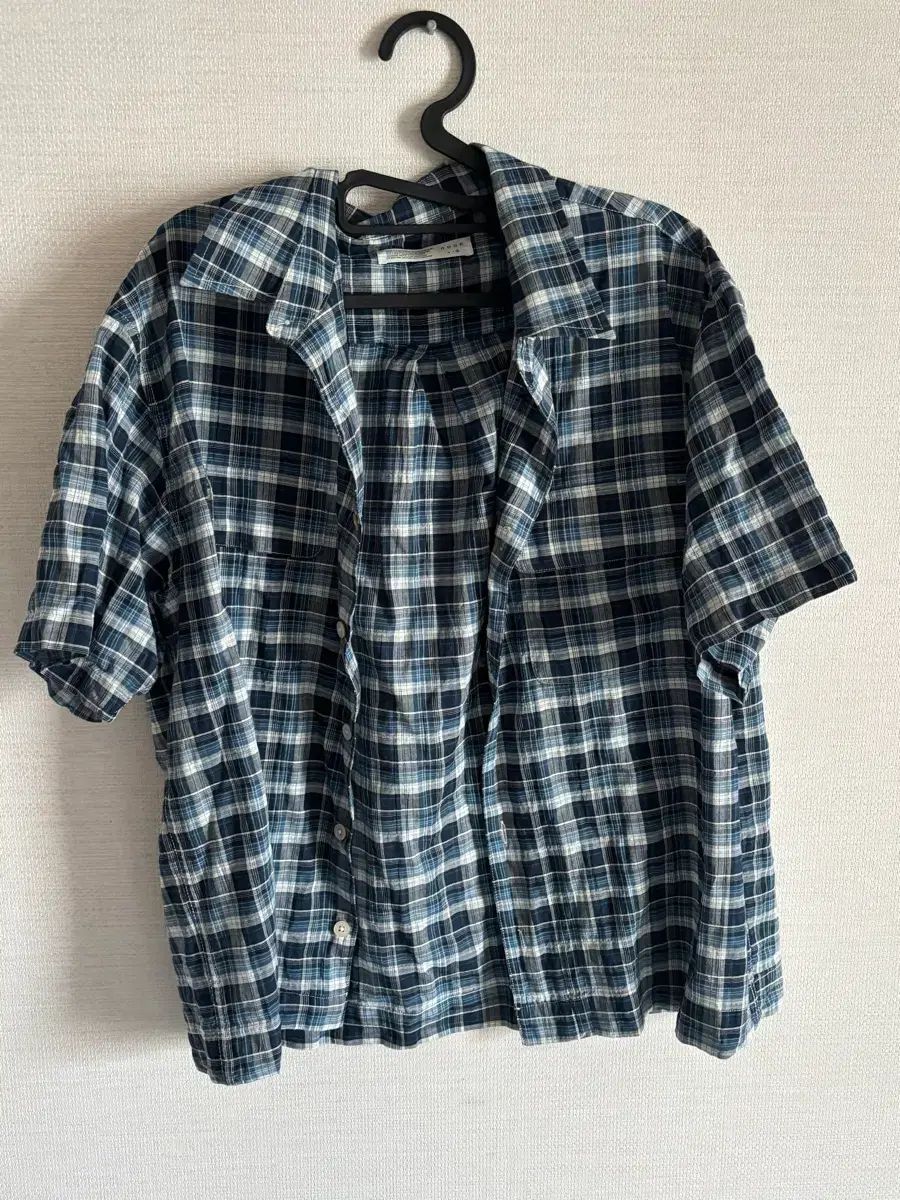 ナウン ブルー CHECK クロップドシャツ