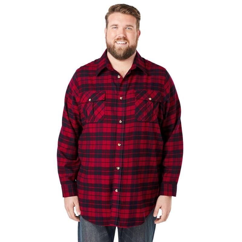 キングサイズ レディース トップス Tシャツ トール KingSize Mens Big Tall Signature Plaid Flannel Shirt Rich Burgundy Plaid
