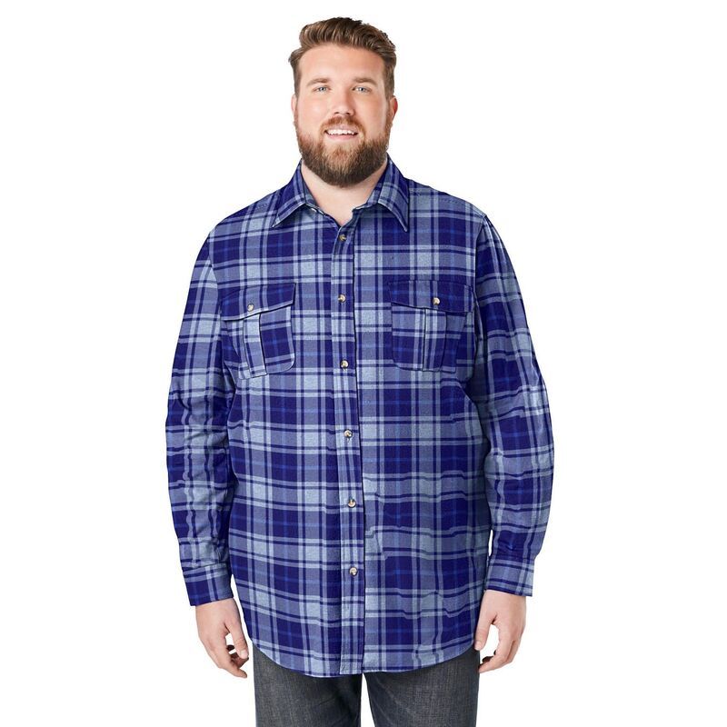 キングサイズ レディース トップス Tシャツ トール KingSize Mens Big Tall Signature Plaid Flannel Shirt Navy Plaid ネイビー