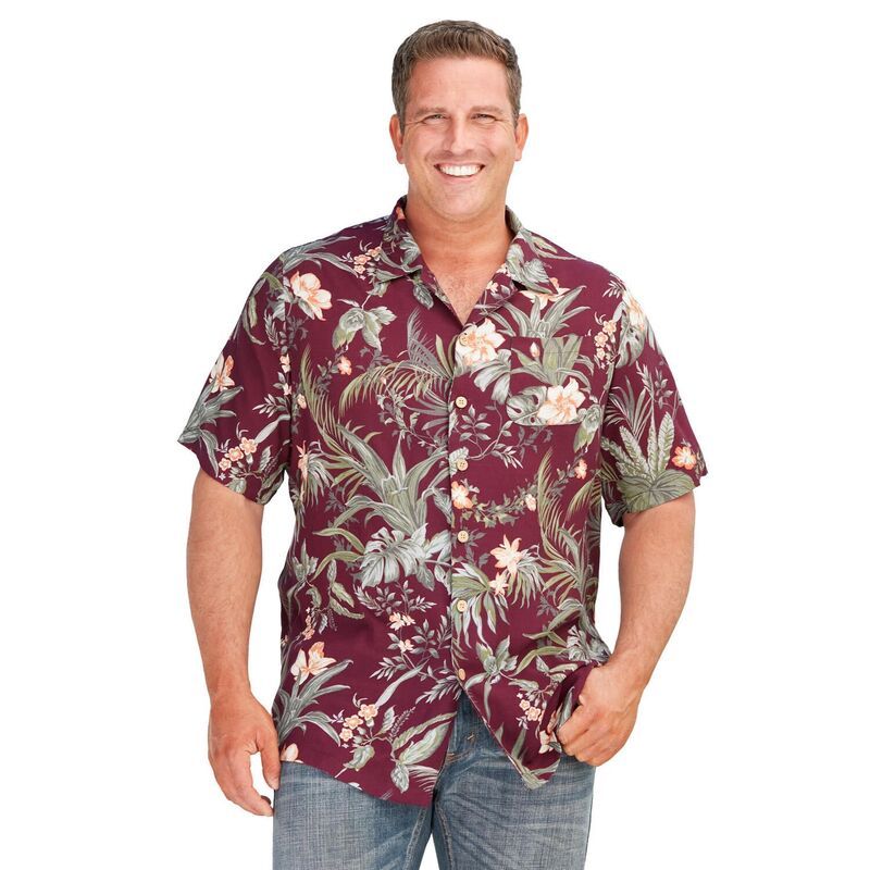 キングサイズ レディース トップス Tシャツ プリントール KingSize Mens Big Tall Printed Camp Shirt Harvest Island