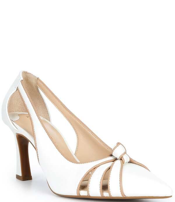アレックスマリー レディース シューズ ヒール カットアウト レザー Alex Marie Harvie Leather Knotted CutOut Pumps WhiteDark Sierra T