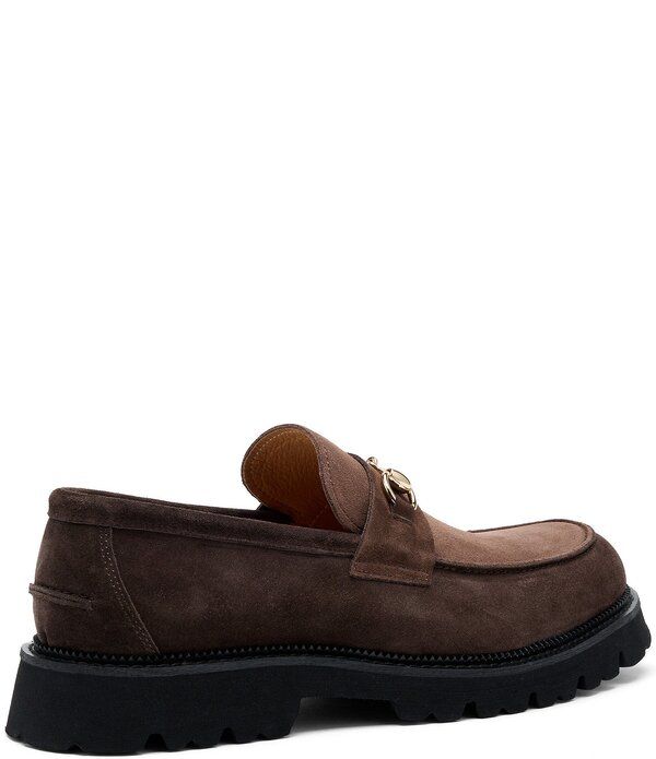 マークノーラン メンズ シューズ スリッポン・ローファー スエード Marc Nolan Mens Blake Suede Bit Buckle Lug Loafers Triple Brown ブラ