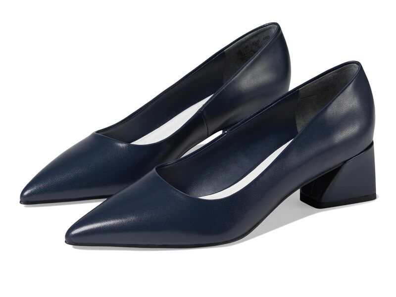 フランコサルト レディース シューズ ヒール Franco Sarto Racer Pointed Toe Block Heel Pump Navy Blue Leather ネイビー