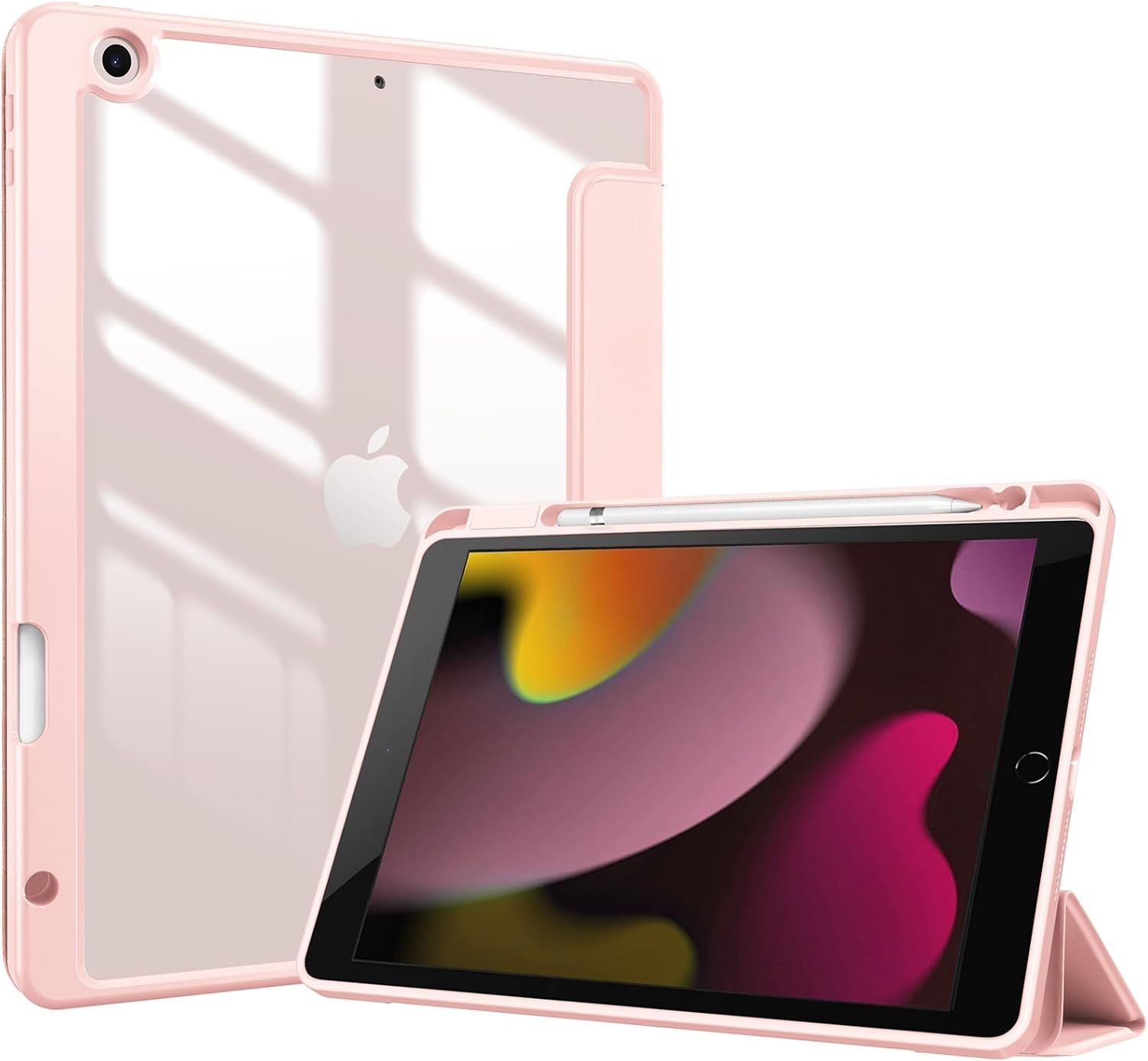 iPad 9/8/7世代 ケース ピンク 耐衝撃 スタンド付 - メルカリ