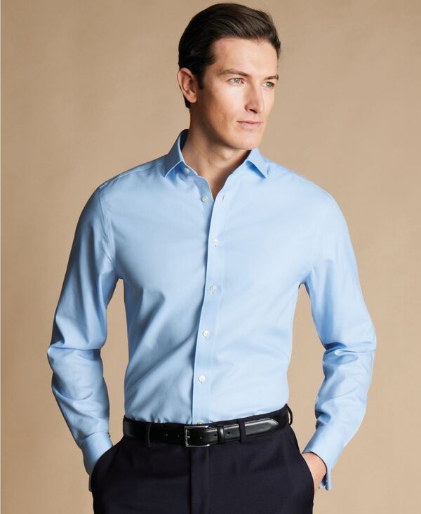 チャールズティリット メンズ トップス シャツ Charles Tyrwhitt MenslimFit NonIron Solid Twill Dresshirt Sky Blue ブルー