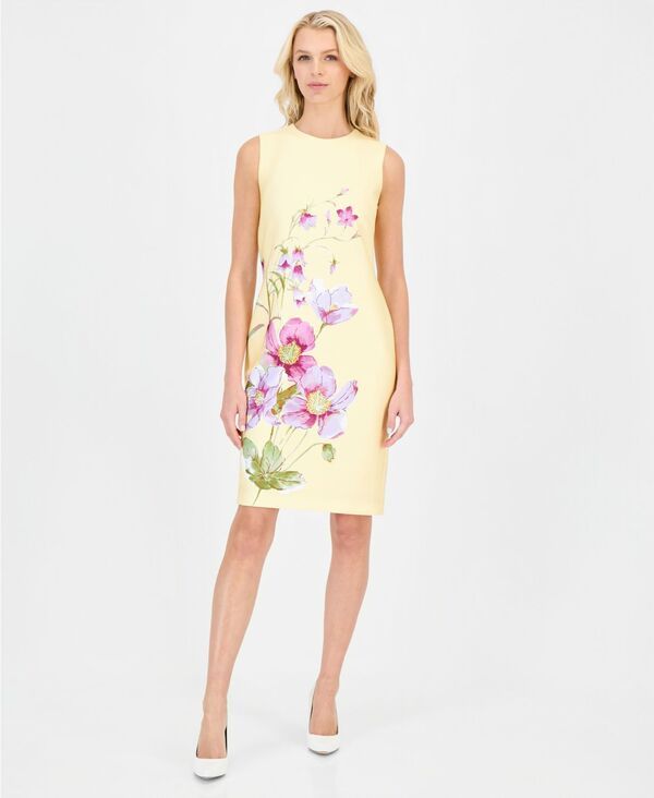 アンクライン レディース トップス ワンピース フラワー柄 レース フラワー Anne Klein Womens Placed Floral Sheath Dress Daffodil Multi マ