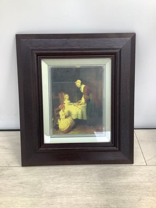 H15 ルーヴル美術館200年展 「食前の祈り」18世紀 49.5cm×41㎝ フランス アンティーク 複製品 現状品
