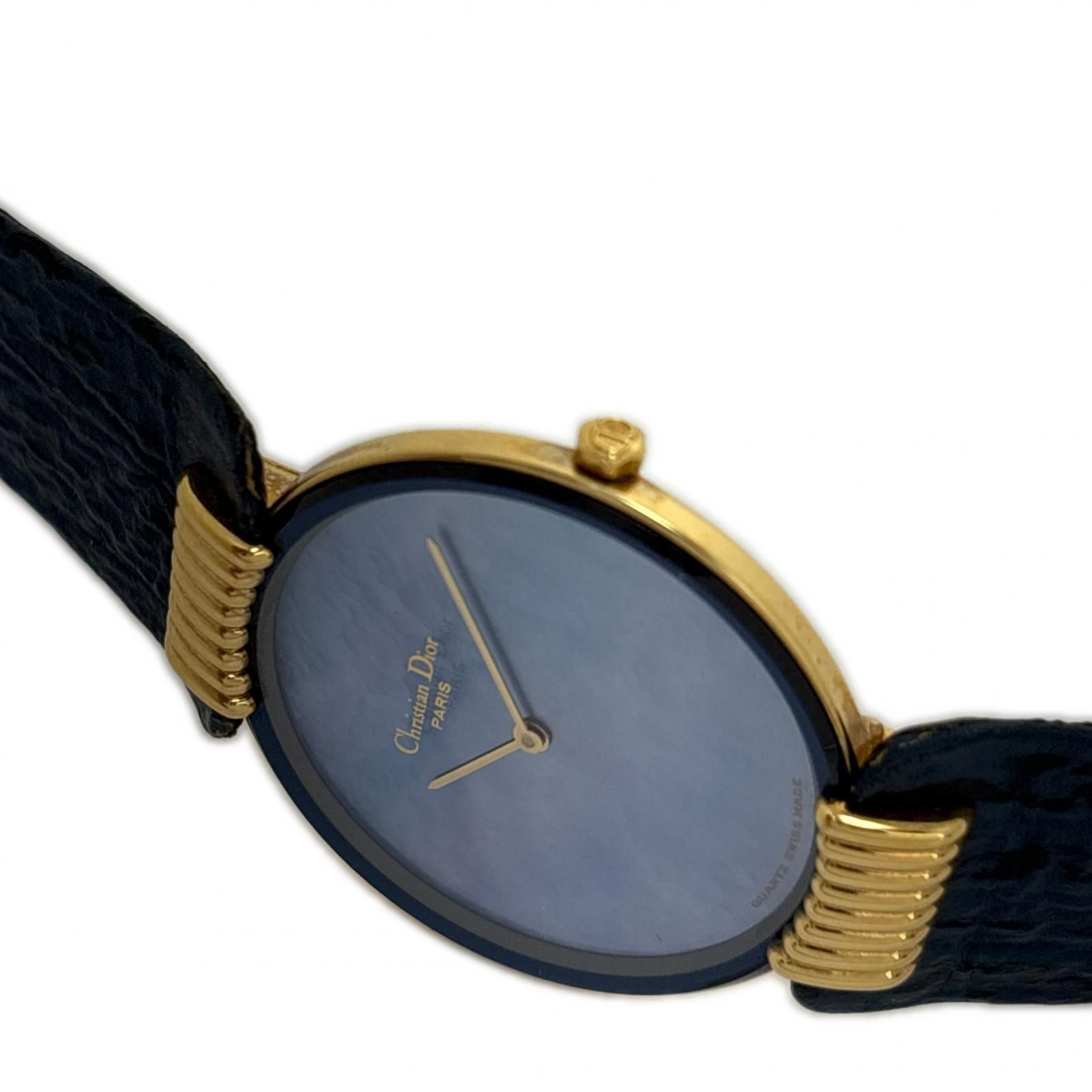 Dior ディオール バギラ 47 153-3 ブルーシェル 腕時計 GP/レザー 