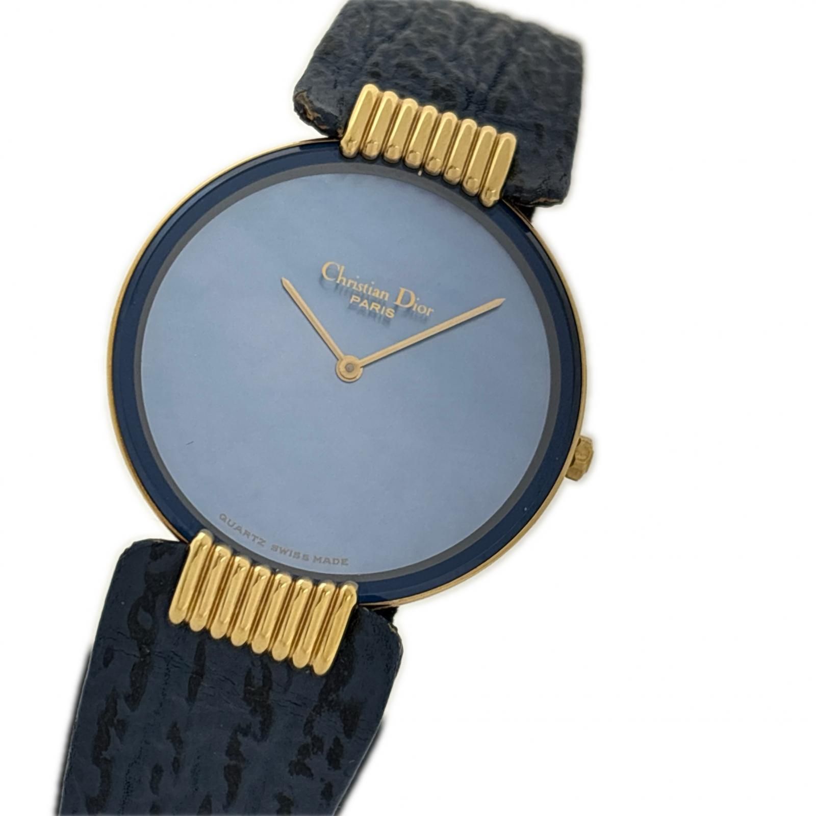 Dior ディオール バギラ 47 153-3 ブルーシェル 腕時計 GP/レザー 