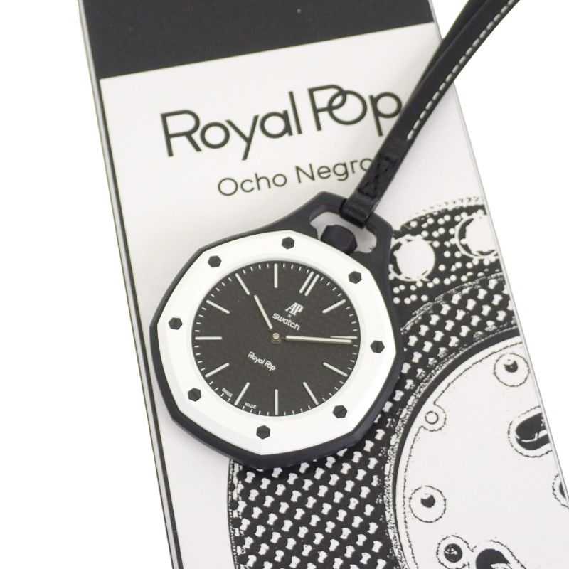 スウォッチ Swatch AUDEMARS PIGUET オーデマ・ピゲ AP コラボ SSX03W101N 懐中時計 セラミック カーフ OCHO NEGRO 手巻き ブラック文字盤 メンズ【中古】【Sランク】