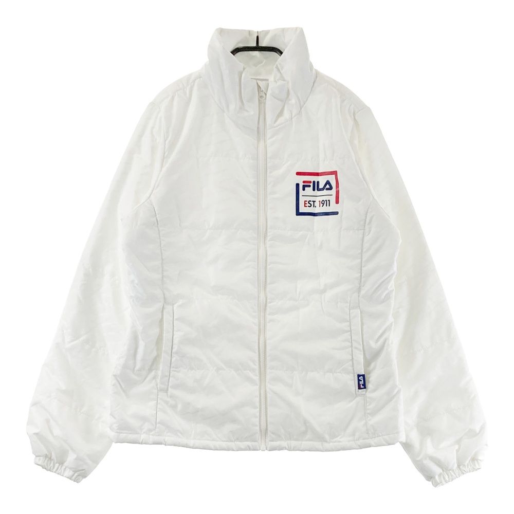 サイズ：L FILA GOLF フィラゴルフ 中綿 ジップジャケット 総柄 ホワイト系 [240101676955] ゴルフウェア レディース ストスト