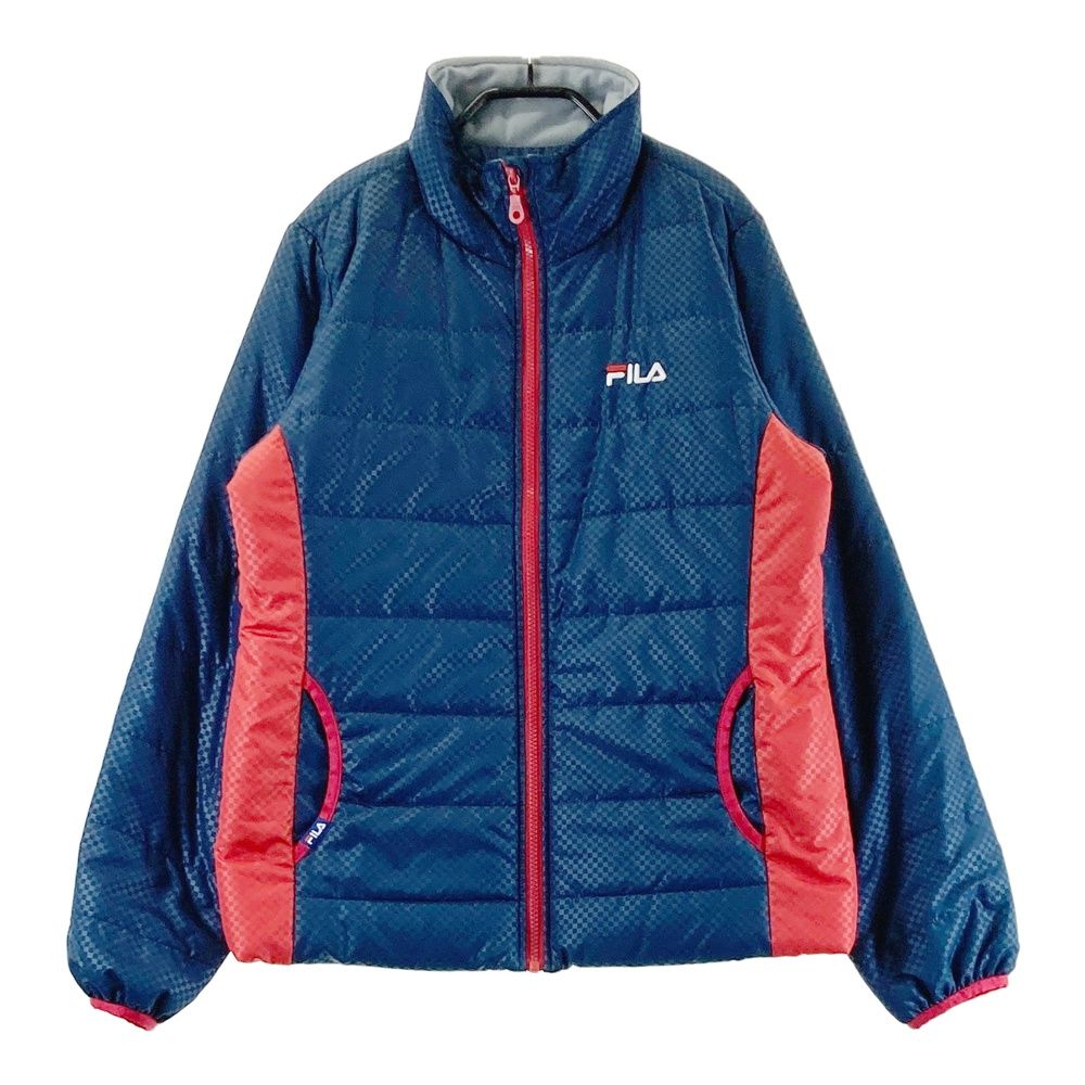 サイズ：L FILA GOLF フィラゴルフ ; 中綿 ジップジャケット チェッカー柄 ネイビー系 [240101679401] ゴルフウェア レディース ストスト