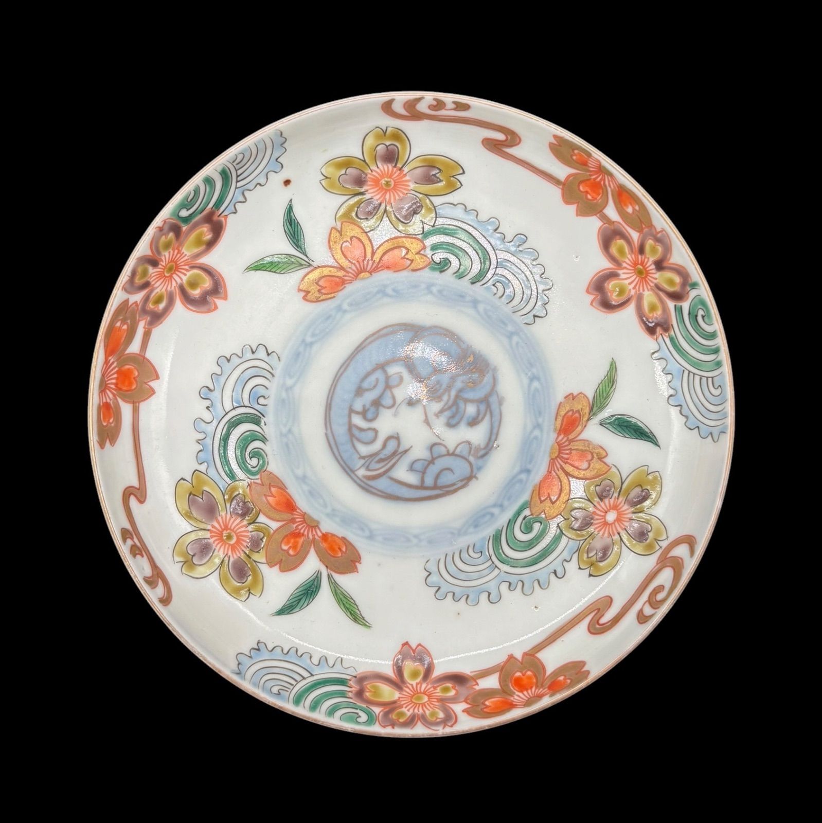 3客セット】江戸期 古伊万里 金彩 色絵 丸皿 草花文図 なます皿 取り皿