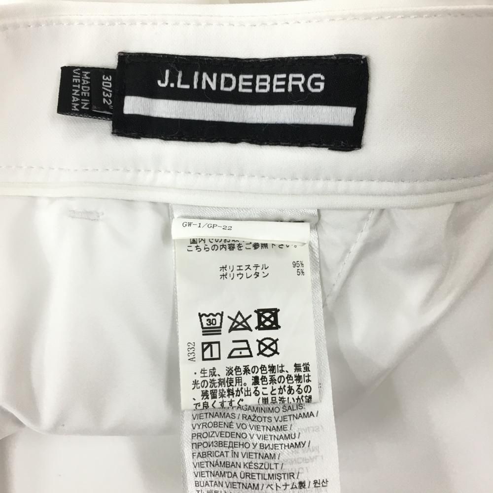 美品】ジェイリンドバーグ パンツ 白 ウエスト下立体ロゴ メンズ 30/32