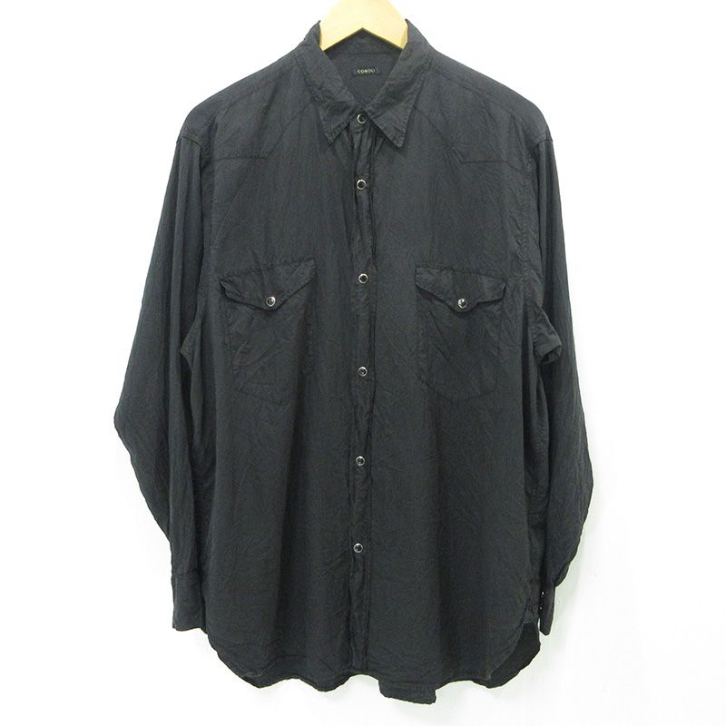 【三重本店】 中古 COMOLI | コモリ ウエスタンシャツ シルク長袖シャツ D01-02006 ブラック サイズ：3 【104】