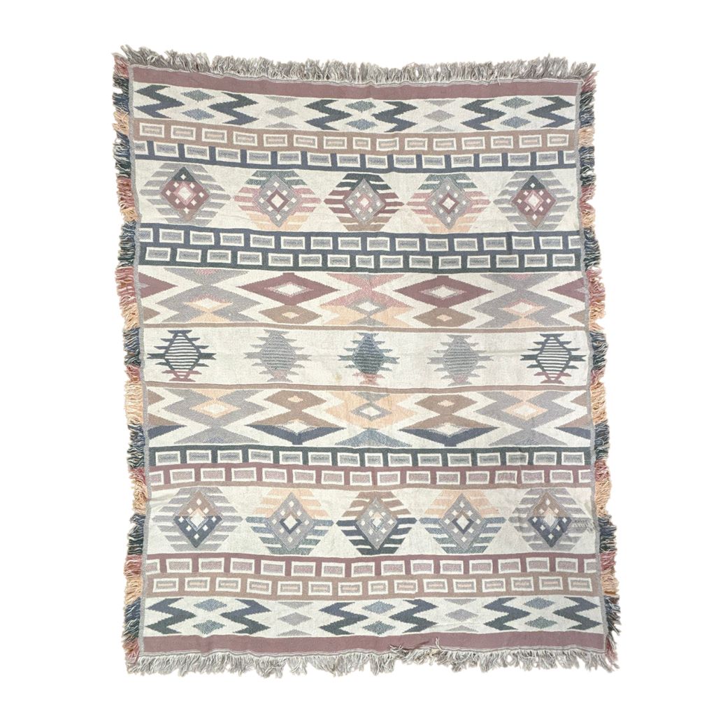 vintageラグ ブランケット マルチカバー タペストリー ネイティブ柄 民族 オルテガ 幾何学模様 Rug Blanket Geometric 3280