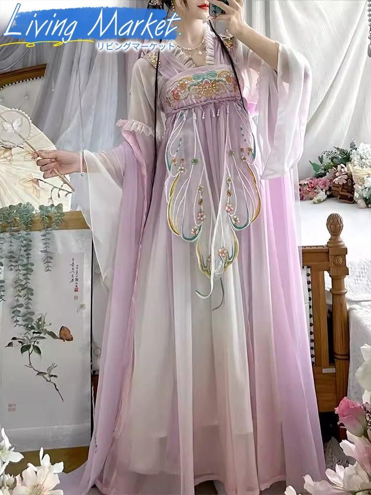 豪華刺繍 漢服 かんふく 古風衣装 レトロ風 中華ロリータ コスプレ ワンピース 唐装 仙女服 中華風 美しい刺繍 学園祭用 文化祭用 舞台演出用 日常着 プレゼント用 レディース用 CS624P179