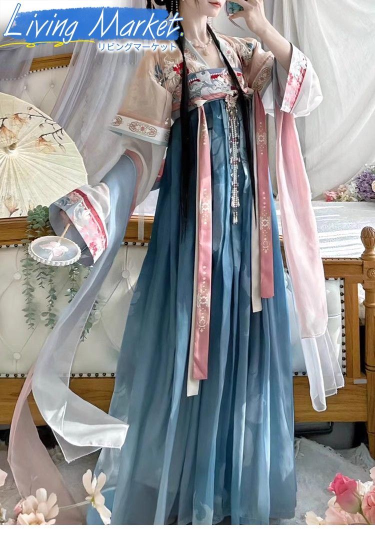 豪華刺繍 漢服 かんふく 古風衣装 レトロ風 中華ロリータ コスプレ ワンピース 唐装 仙女服 中華風 美しい刺繍 学園祭用 文化祭用 舞台演出用 日常着 プレゼント用 レディース用 CS624P140