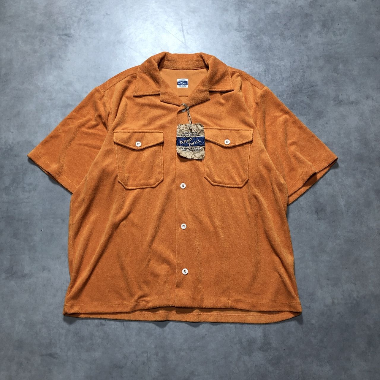 HQ240◇ARMY TWILL:Cotton Pile Utility Shirt◇M◇オレンジ系 アーミーツイル 定価11800円 パイル オープンカラーシャツ
