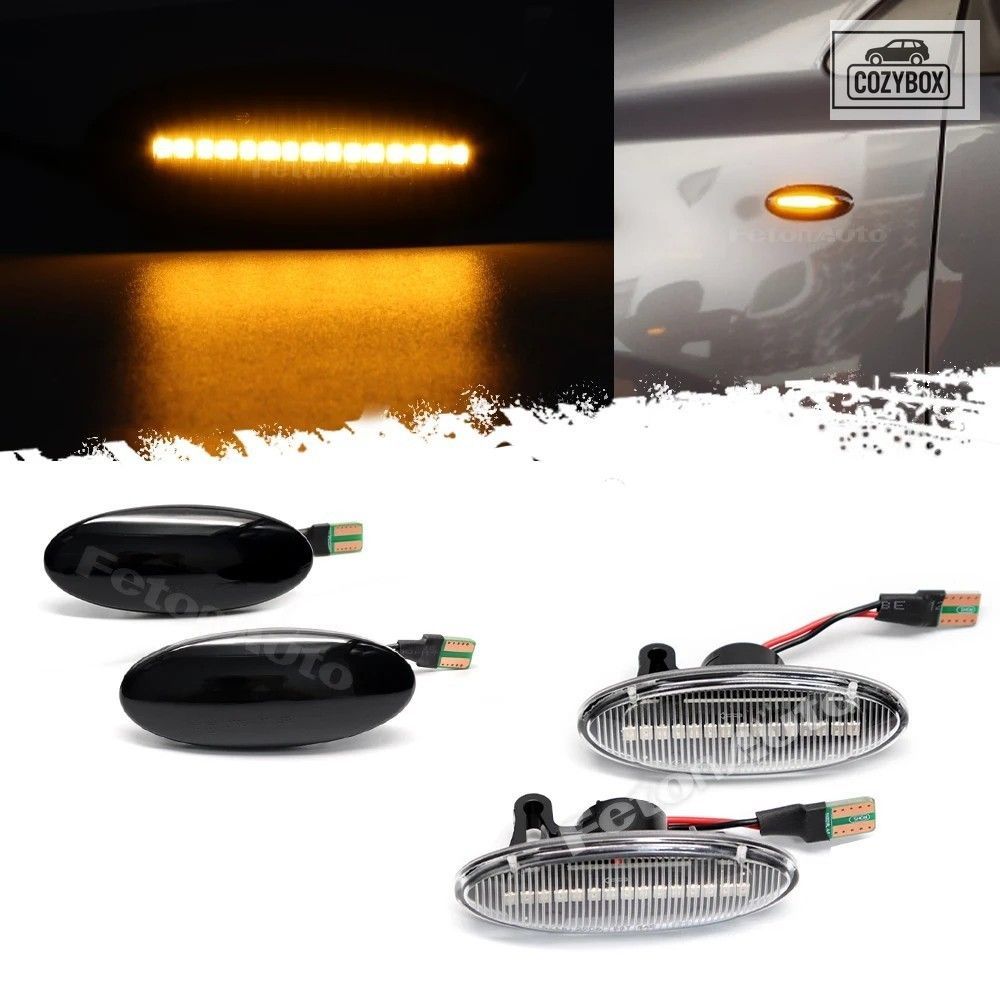 2 個ダイナミックウィンカーライト LED チューニングサイドリピーター ウインカー