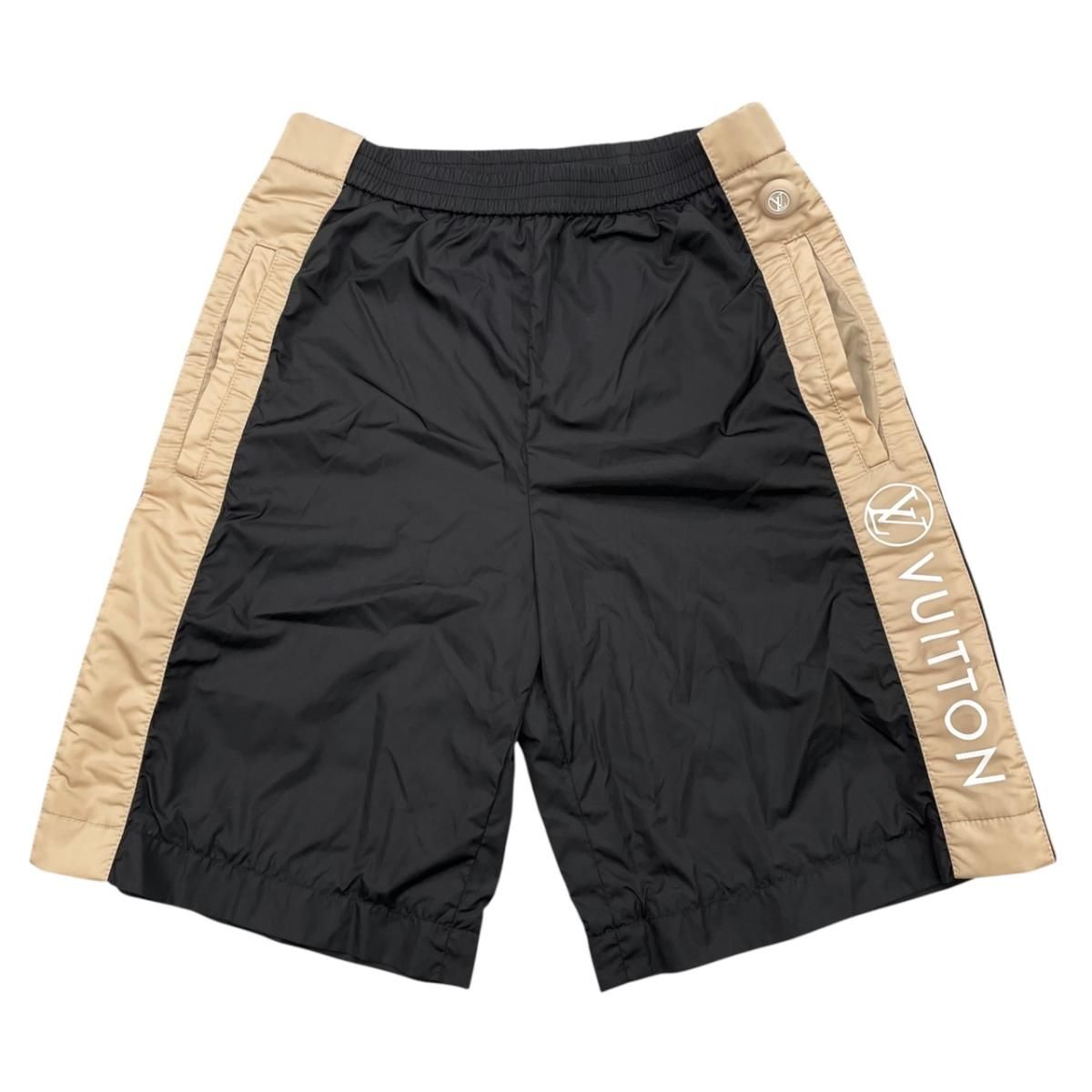 ☆ルイヴィトン ショートパンツ ハーフパンツ RW212W PG5 FLPA44 34サイズ ナイロン ロゴ ブラック ブラウン LOUIS VUITTON