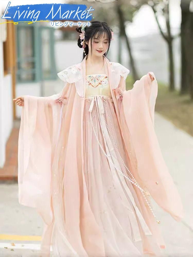 豪華刺繍 漢服 かんふく 古風衣装 レトロ風 中華ロリータ コスプレ ワンピース 唐装 仙女服 中華風 美しい刺繍 学園祭用 文化祭用 舞台演出用 日常着 プレゼント用 レディース用 CS624P215