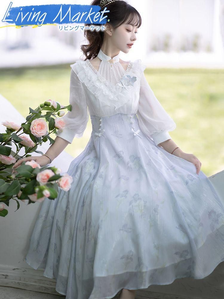 豪華刺繍 漢服 かんふく 古風衣装 レトロ風 中華ロリータ コスプレ ワンピース 唐装 仙女服 中華風 美しい刺繍 学園祭用 文化祭用 舞台演出用 日常着 プレゼント用 レディース用 CS624P236