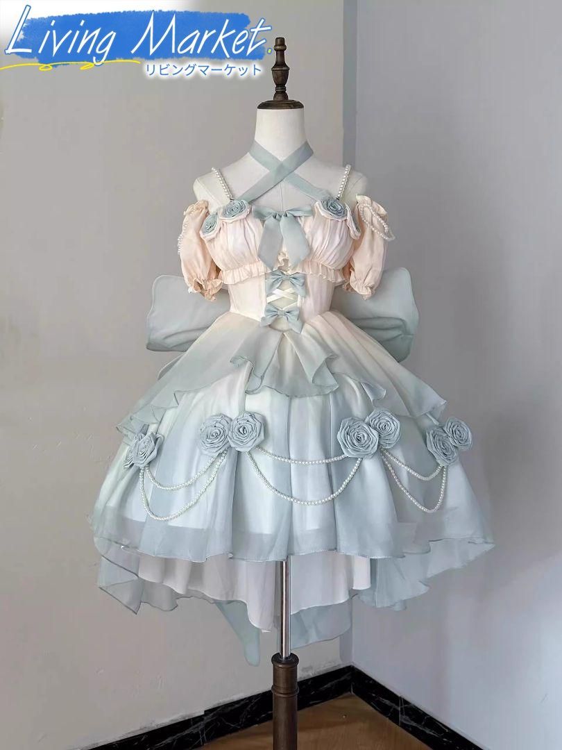 豪華姫系 lolita 可愛 レトロ風 オリジナル 洋服 ロリータ ワンピース 美しい刺繍 ワンピース ゴスロリ風 キャラクター衣装 学園祭用 文化祭用 舞台演出用 日常着 プレゼント用 レディース用 CS624P089