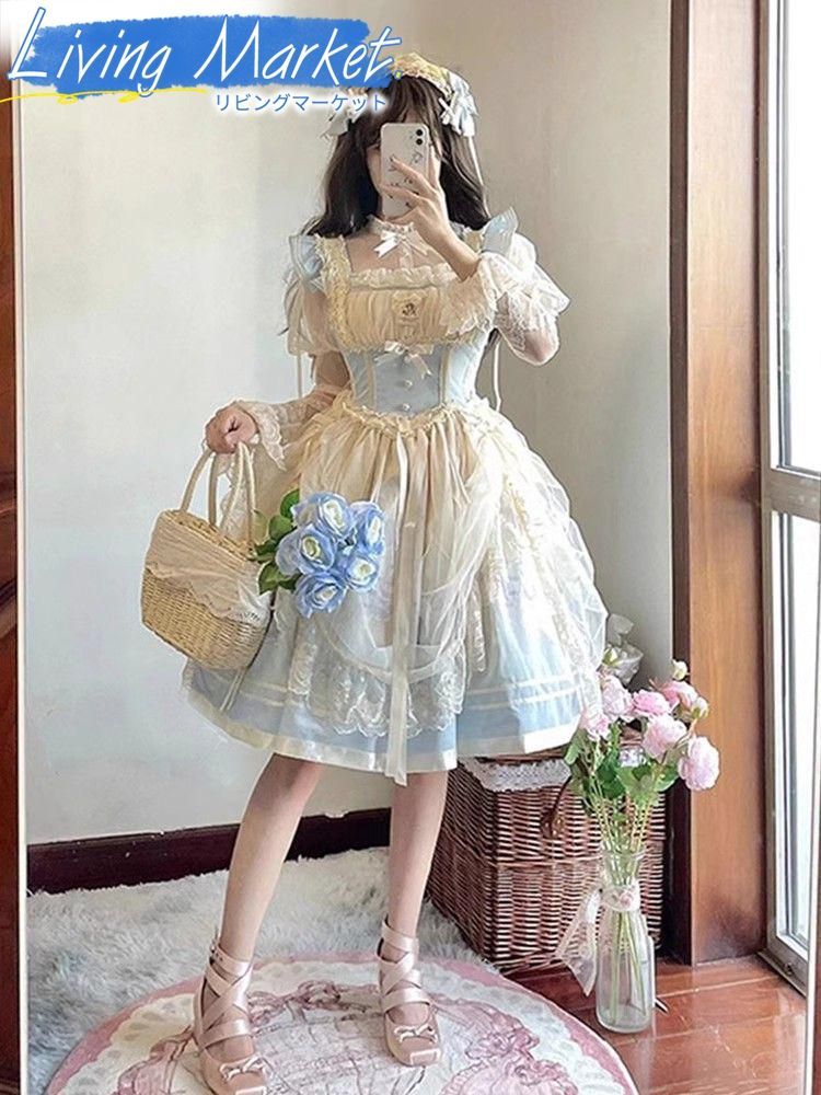 豪華姫系 lolita 可愛 レトロ風 オリジナル 洋服 ロリータ ワンピース 美しい刺繍 ワンピース ゴスロリ風 キャラクター衣装 学園祭用 文化祭用 舞台演出用 日常着 プレゼント用 レディース用 CS624P091