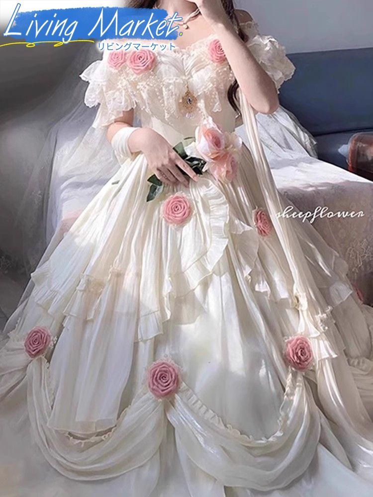 豪華姫系 lolita 可愛 レトロ風 オリジナル 洋服 ロリータ ワンピース 美しい刺繍 ワンピース ゴスロリ風 キャラクター衣装 学園祭用 文化祭用 舞台演出用 日常着 プレゼント用 レディース用 CS624P034