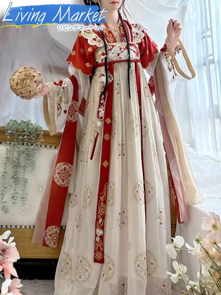 豪華刺繍 漢服 かんふく 古風衣装 レトロ風 中華ロリータ コスプレ ワンピース 唐装 仙女服 中華風 美しい刺繍 学園祭用 文化祭用 舞台演出用 日常着 プレゼント用 レディース用 CS624P161