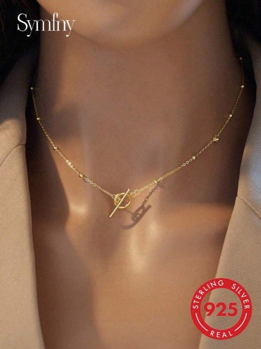 ジュエリー レディース ネックレス ビーズネックレス 1個 925スターリングシルバー クラスプパールネックレス、女性の日常着や休日着に適しています