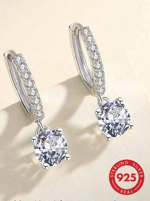 ジュエリー レディース イヤーアクセサリー S925スターリングシルバー ヨーロッパ・アメリカで大人気のクラシックスタイルピアス、大粒ジルコニアアクセント付き、家族、友人、カップルへのエレガントなギフト