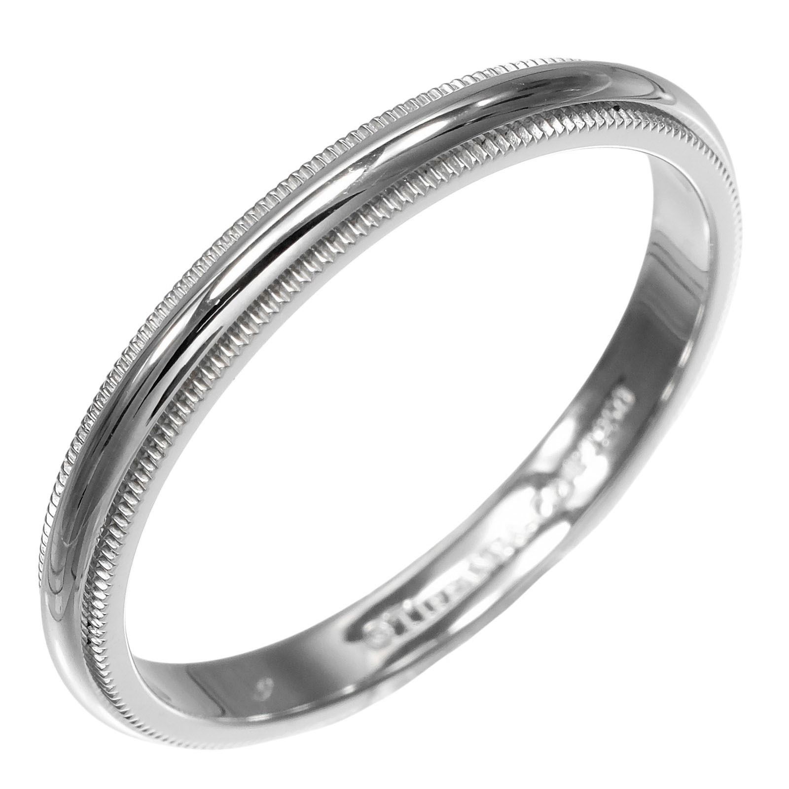 【TIFFANY&Co.】ティファニー トゥギャザー ミルグレイン 3mmバンド Pt950プラチナ 24.5号 レディース 6.22g リング・指輪