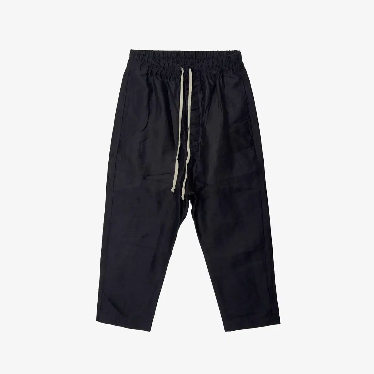 RICK OWENS リックオウエンス アステイド テーパード クロップド パンツ 40 ブラック リネン IWSOT339