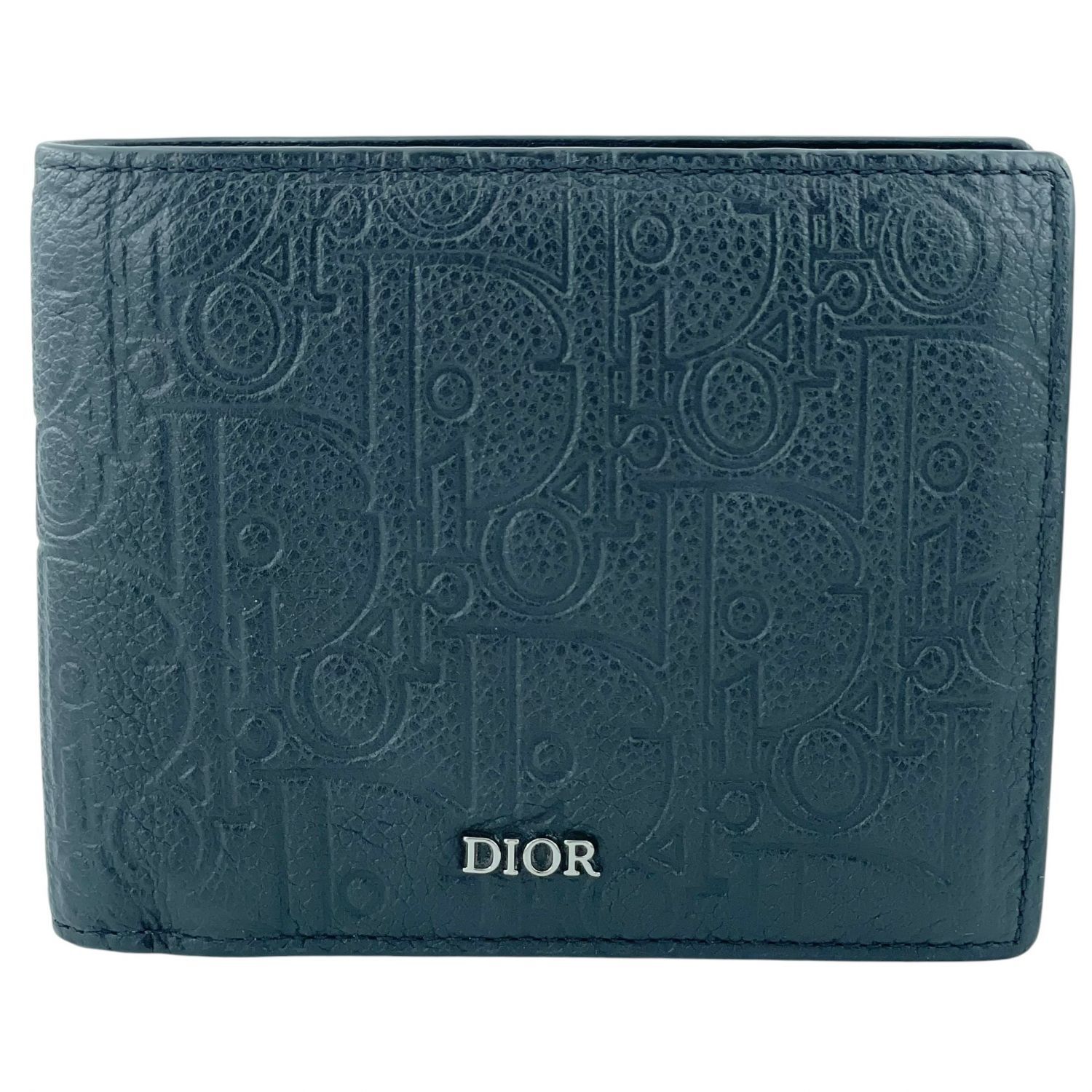 【中古】 Christian Dior クリスチャン・ディオール 2ESBC027FLG_H00N グラビティレザー ２つ折り財布 ブラック メンズ コンパクトウォレット 26017982 KJ
