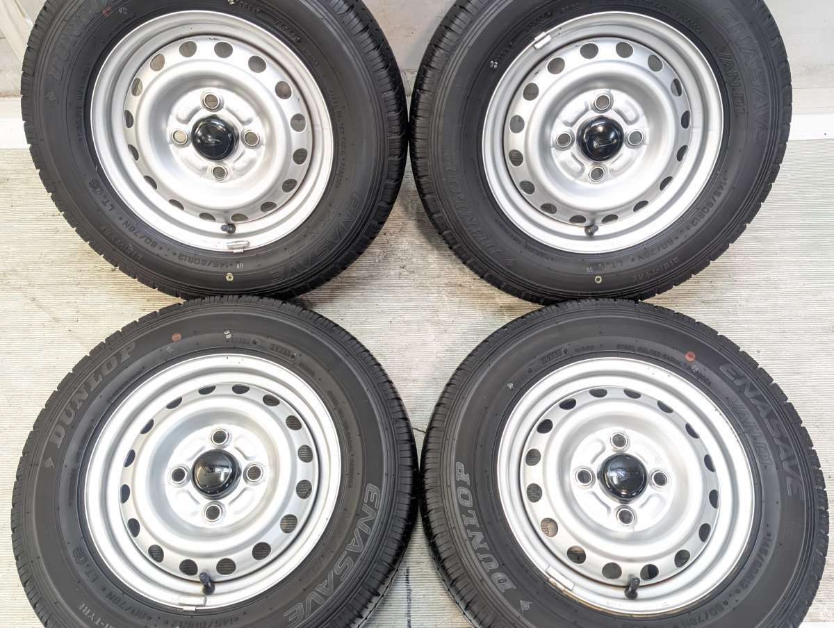 145/80R12 80/78N LT ダンロップ エナセーブ VAN01 ダイハツ純正 12x4.0 100-4穴 中古タイヤ サマータイヤ ホイールセット 4本セット s12260526052