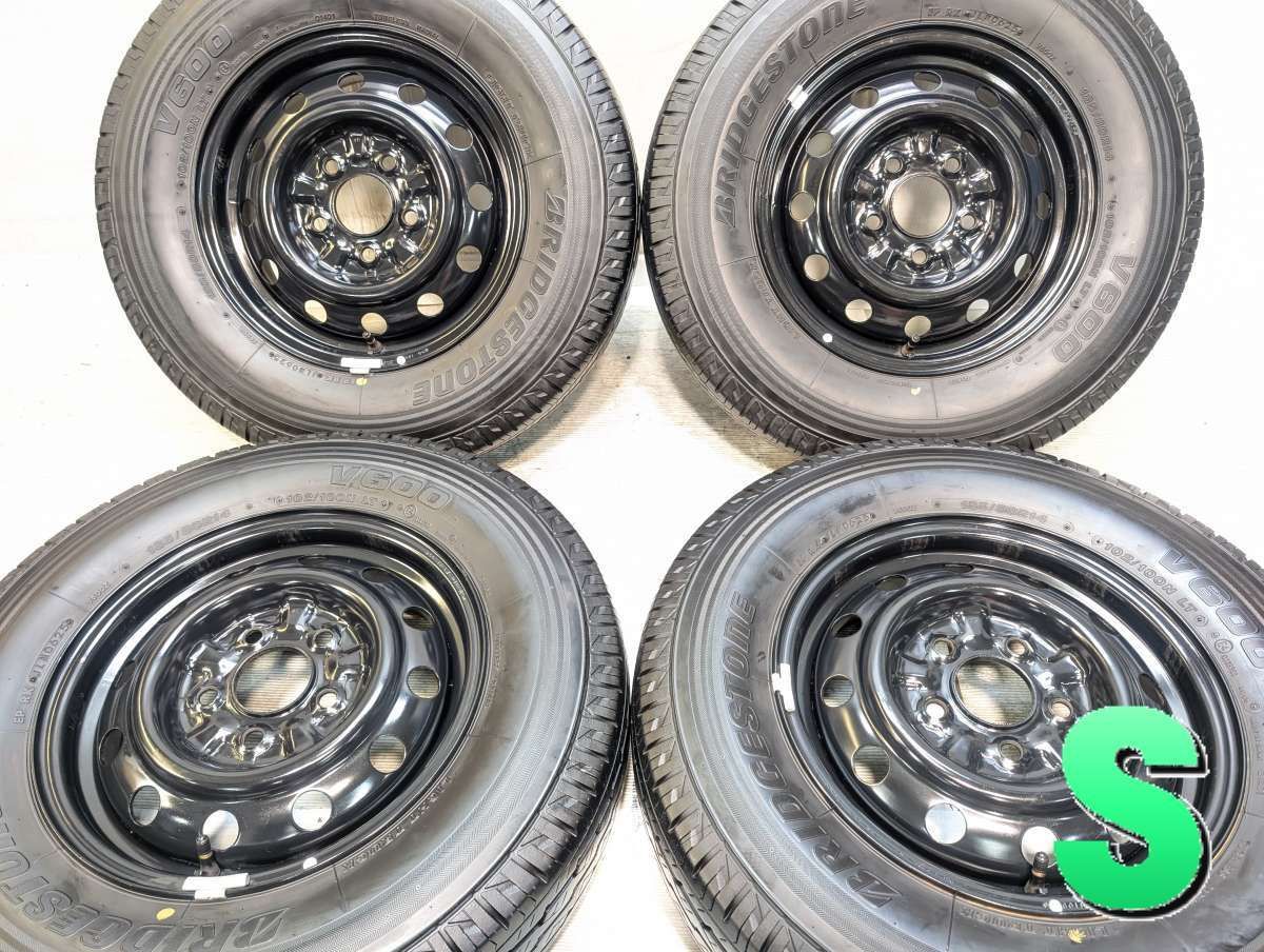 185/80R14 102/100N LT ブリヂストン V600 マツダ純正 14x5.0 114.3-5穴 中古タイヤ サマータイヤ ホイールセット 4本セット s14260529033