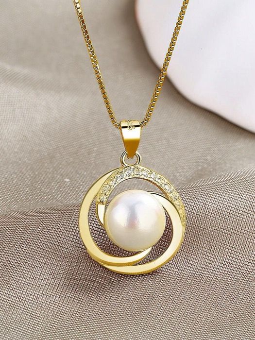 ジュエリー レディース ネックレス ペンダントネックレス 1個 フラワー フェイクパール ネックレス、ミニマリスト ラグジュアリー ファッション 回転式 S925シルバー ペンダントジュエリー レディース
