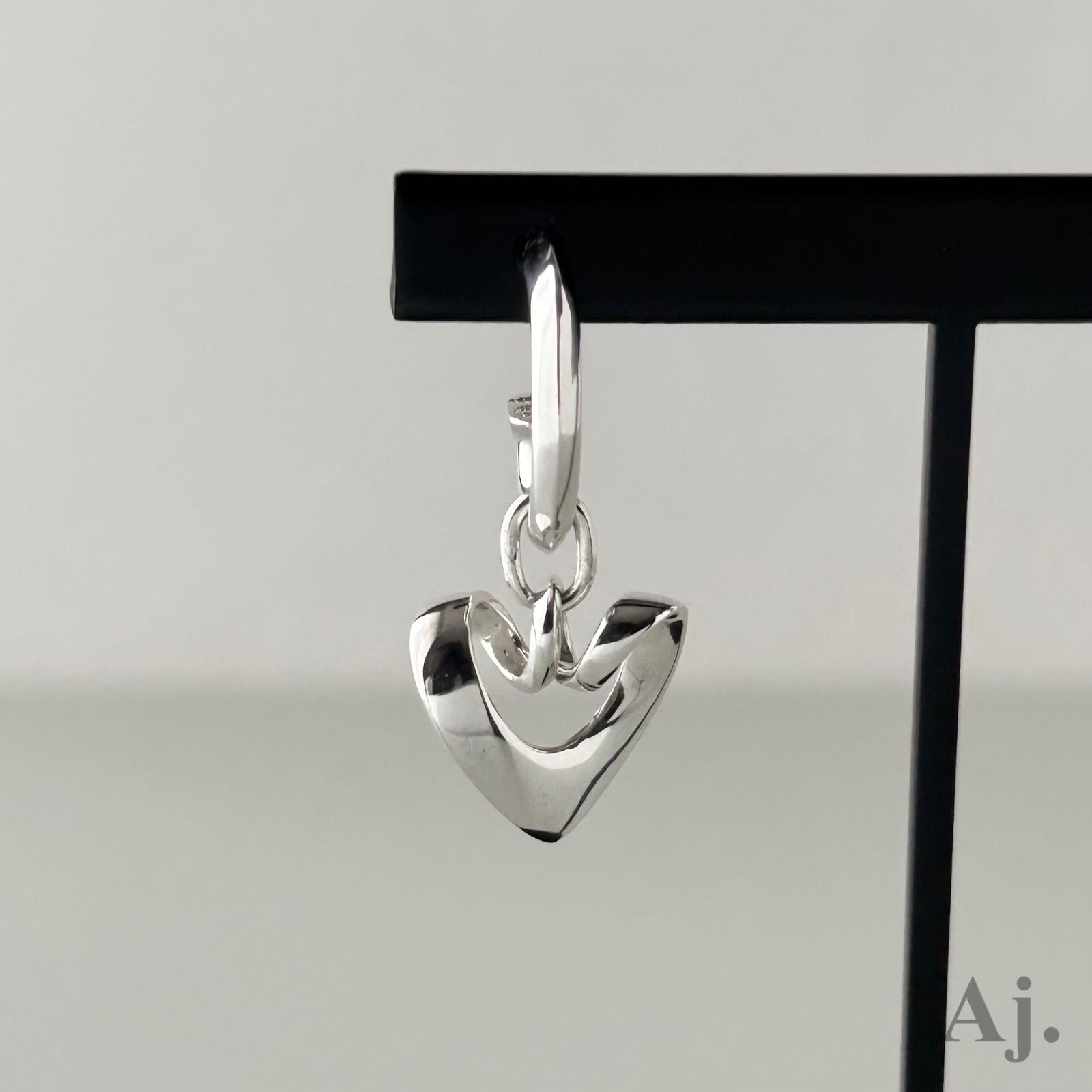 ジョージジェンセン 片耳 シングル ピアス アーティスト ハート フープ AG925 Georg Jensen