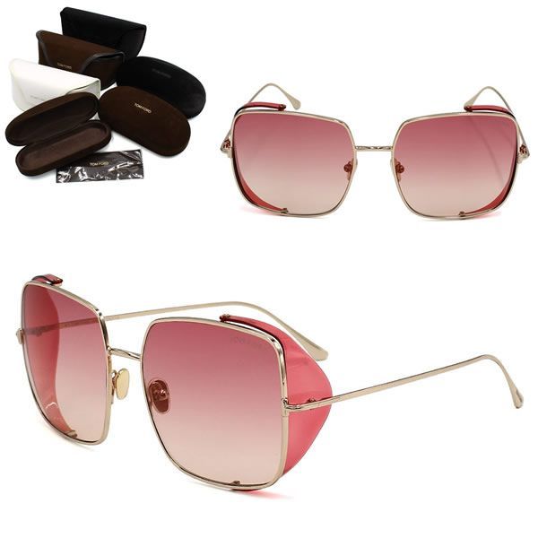 トムフォード サングラス TOM FORD FT0901/S 28T 60 TF0901 ゴールド ピンクグラデーション ノーズパット サイドシールド レディース