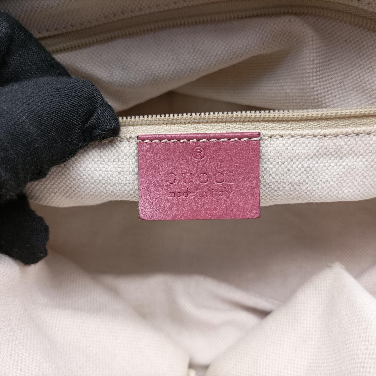 グッチGucciスーキー ベージュ x ピンク キャンバス×レザー 247902