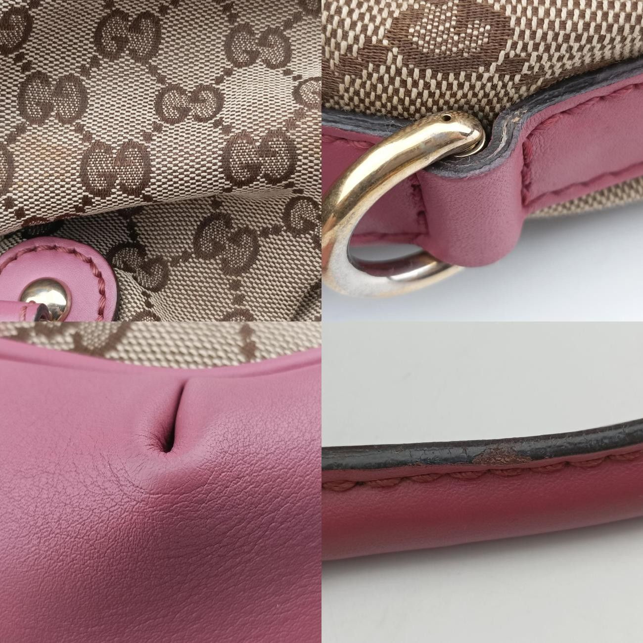 グッチGucciスーキー ベージュ x ピンク キャンバス×レザー 247902