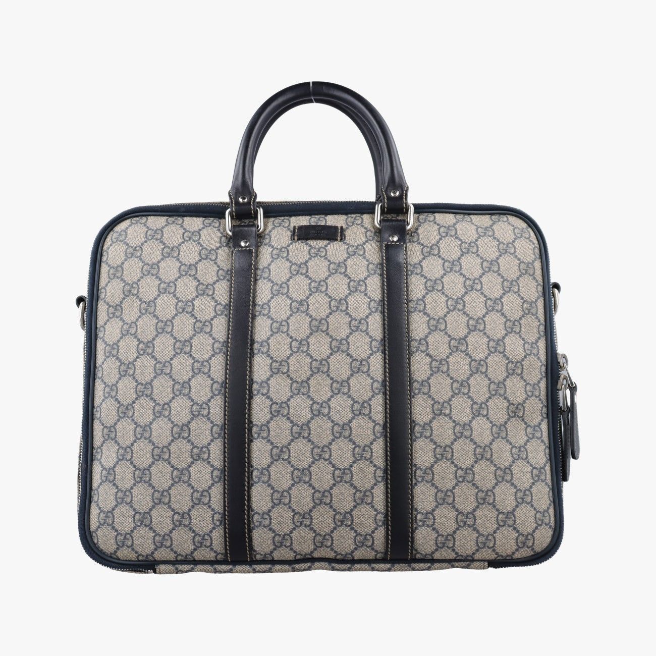 グッチGucciGGスプリーム ブリーフケース ビジネス ベージュ×ネイビー PVCコーティングキャンバス×レザー 223667 E012328322