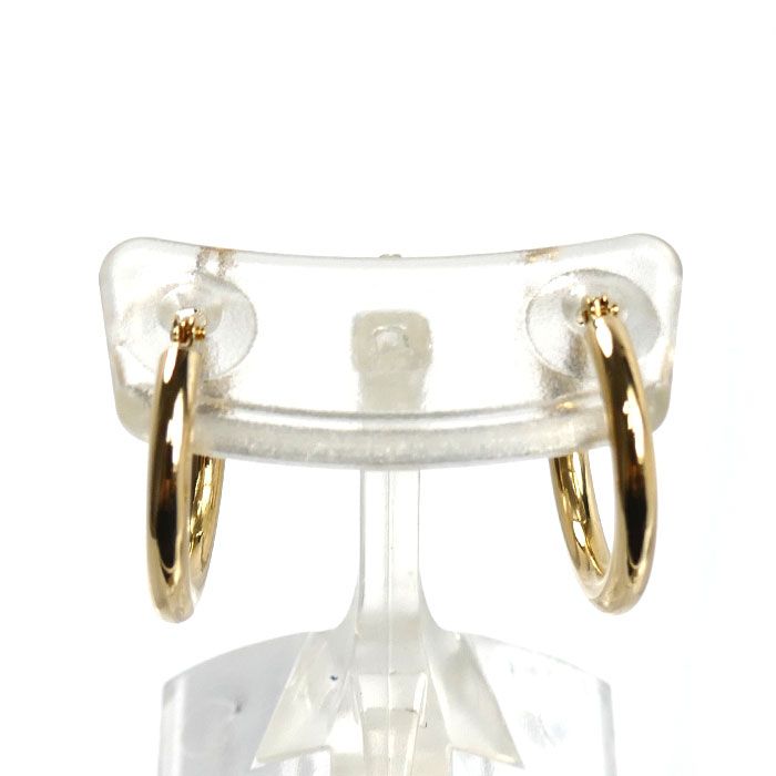 K18YG イエローゴールド フープ 2×15 ピアス 0.8g レディース 中古 美