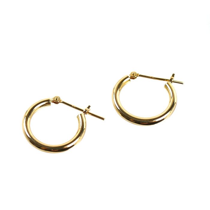 K18YG イエローゴールド フープ 2×15 ピアス 0.8g レディース 中古 美