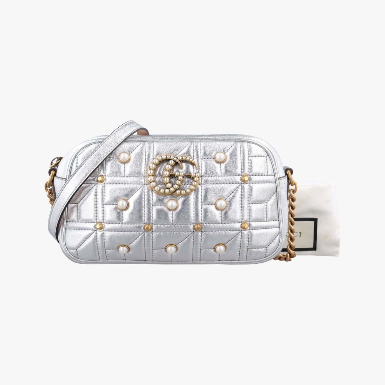グッチGucciGGマーモント シルバー レザー 447632 G021273675