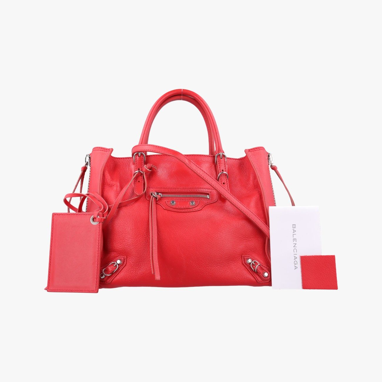 バレンシアガBalenciagaペーパー A6 ジップアラウンド レッド ラムレザー 370926 305572.6520.I 515859