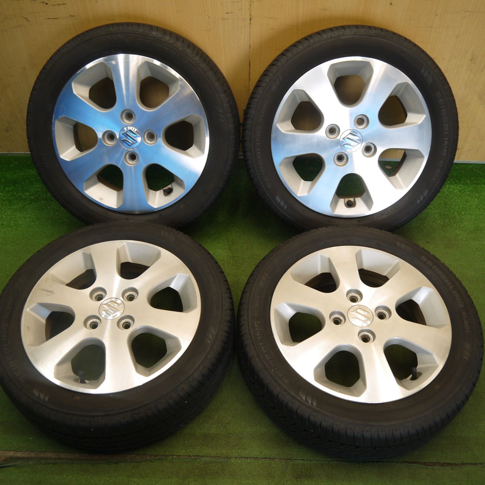 超バリ溝！25年！ほぼ10分◎スズキ ワゴンR 純正 165/55R14 セイバーリング SL201 14インチ PCD100/4H◎6061602Hノ